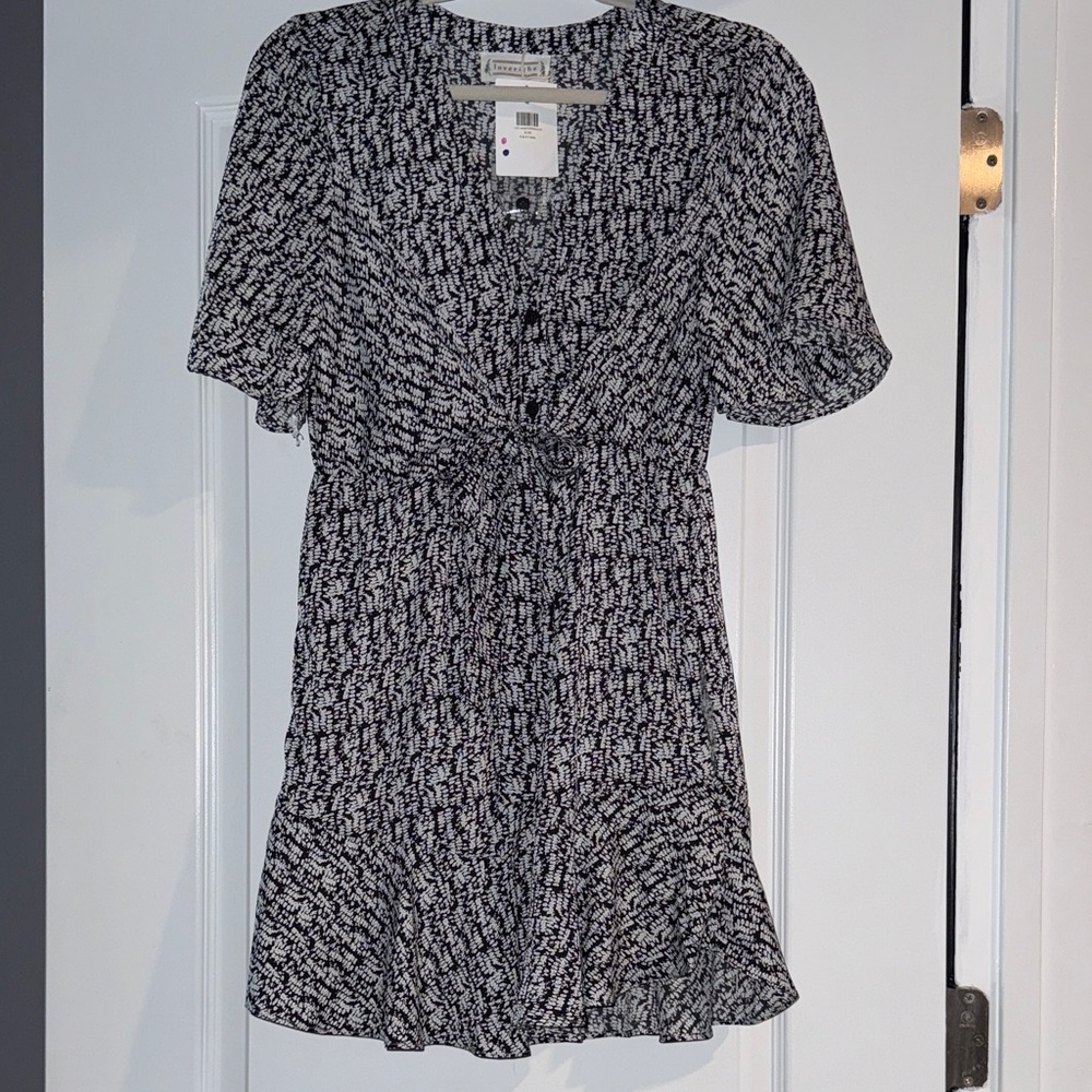 Love Riche Black and White Patterned Mini Dress